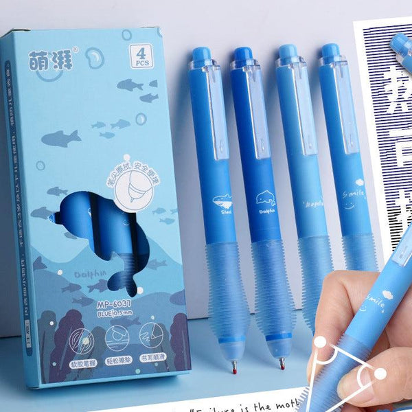 Dolphin Soft Grip - Press Gel Pen Set of 4