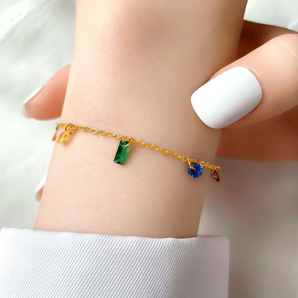 Multi Gem Stainless Steel - Bracelet