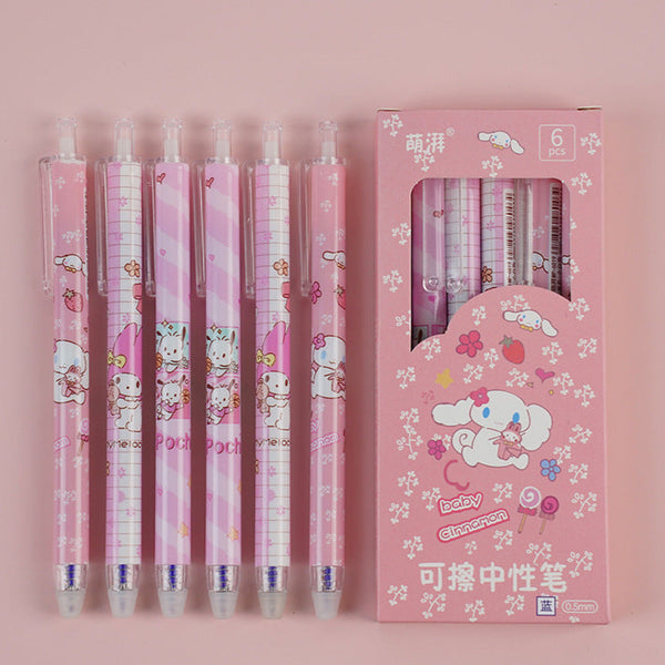 Sanrio Characters Erasable Series - Press Gel Pen Set Of 6