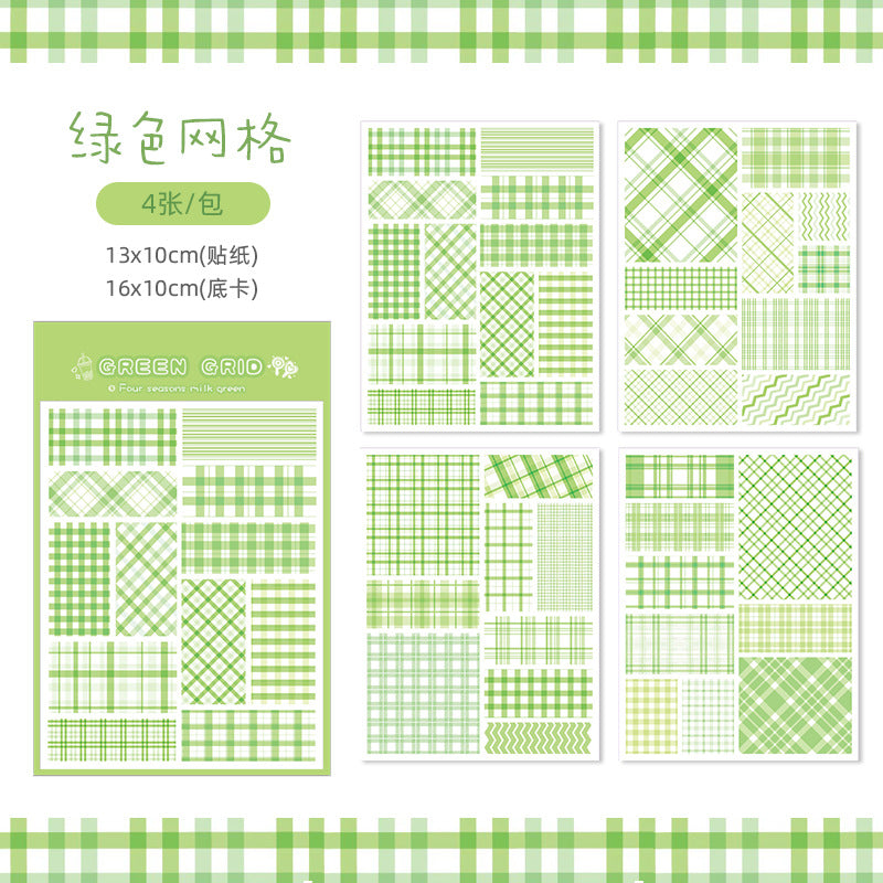 Oil Painting &amp; Grid Pattern - Stickers Set Of 4