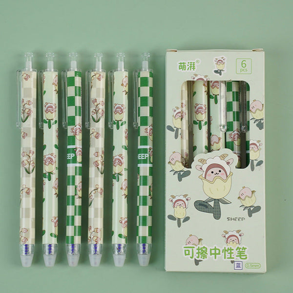 Happy Flowers Erasable Series - Press Gel Pen Set Of 6