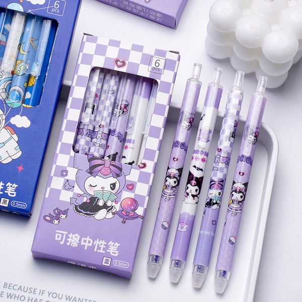 Kuromi Erasable Series - Press Gel Pen Set Of 6