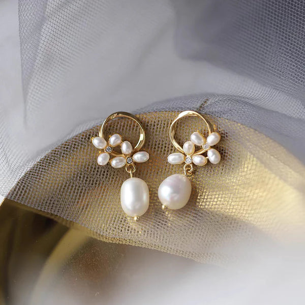 Pearly Flower  Gold - Earring