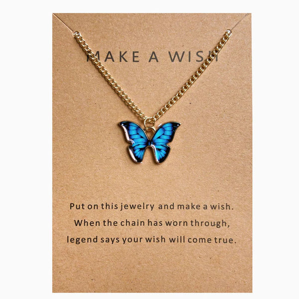 Blue Butterfly Gold - Necklace