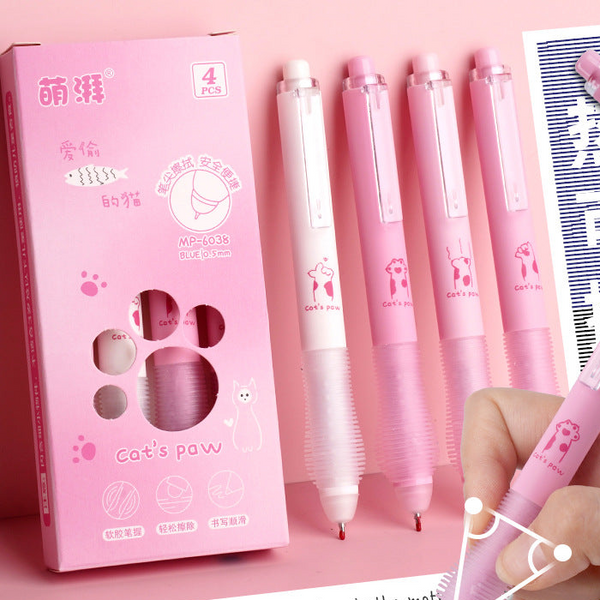 Cat Paw Soft Grip - Press Gel Pen Set of 4