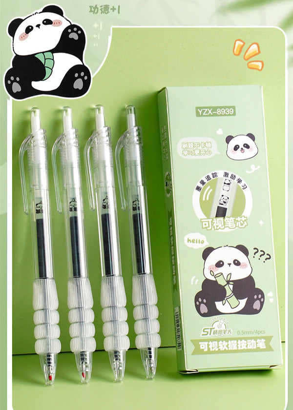 Panda Soft Grip Transparent - Press Gel Pen Set of 4