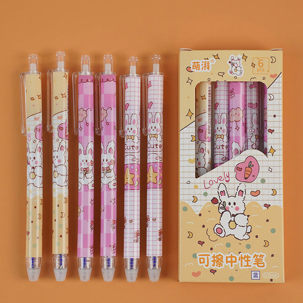 Lovely Animal Erasable Series - Press Gel Pen Set Of 6