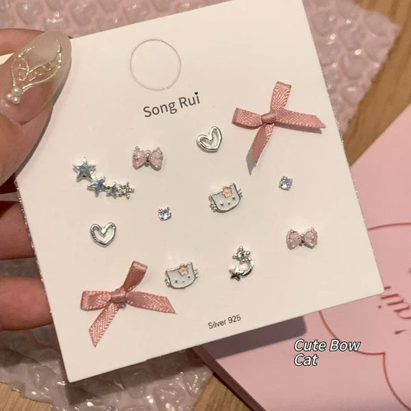 Bow & Cuties - Ear Studs Set Of 12