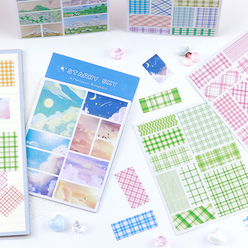Oil Painting &amp; Grid Pattern - Stickers Set Of 4