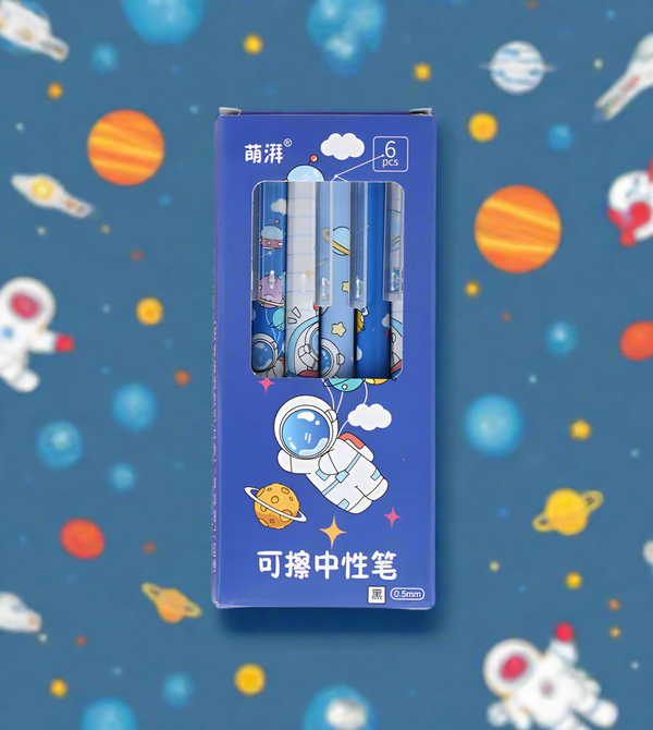 Space Astonaut  Erasable Series - Press Gel Pen Set Of 6