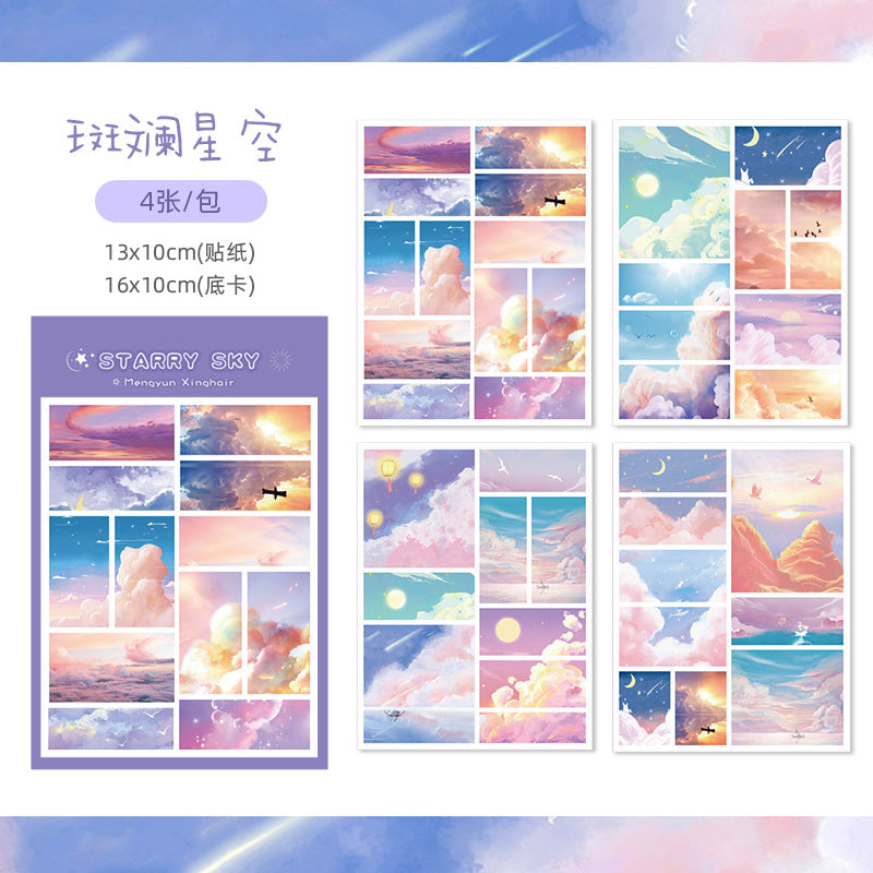 Oil Painting &amp; Grid Pattern - Stickers Set Of 4