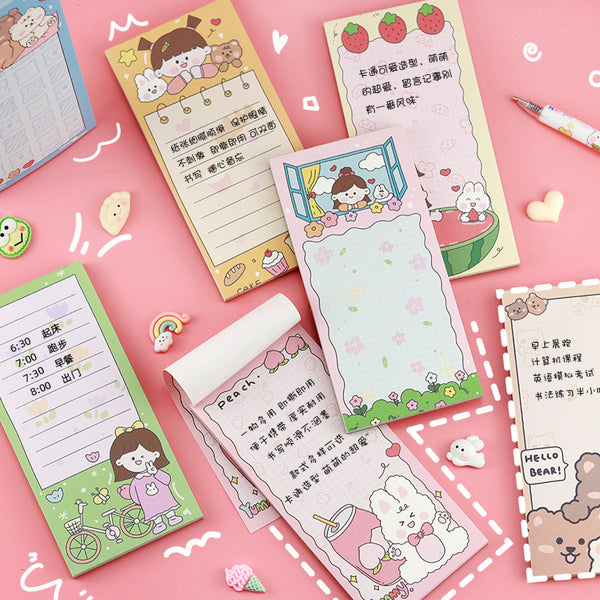 Kawaii Girl & Animals Notepad - Sticky Notes