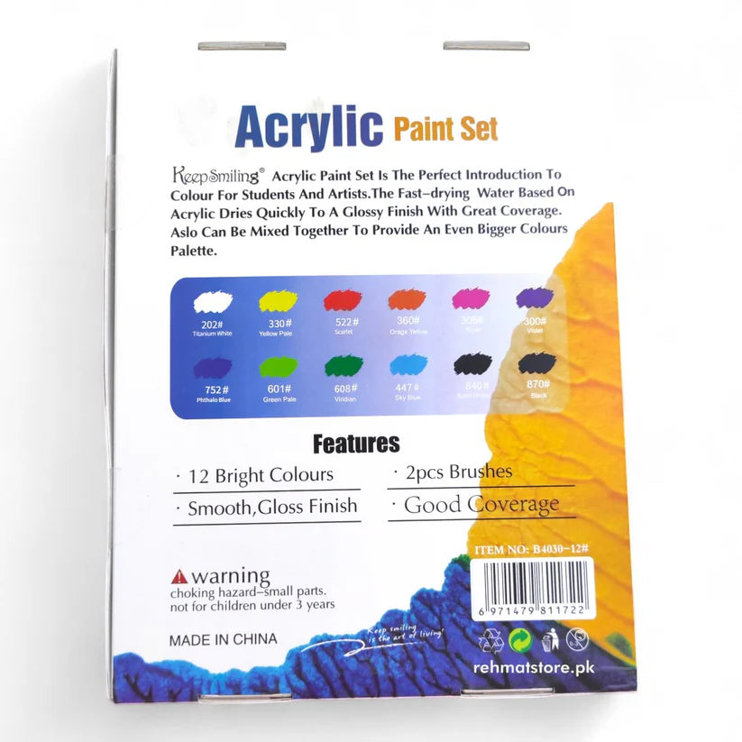 Keep Smiling Premium Acrylic Set of 12 / 18 ( Paints 30ml )
