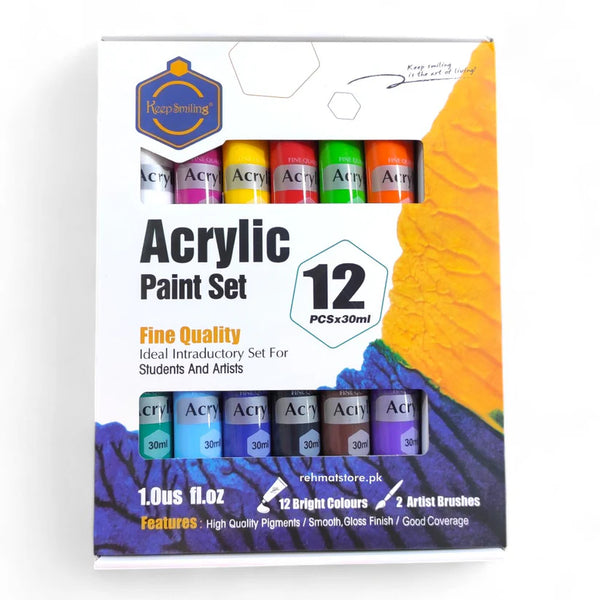 Keep Smiling Premium Acrylic Set of 12 / 18 ( Paints 30ml )