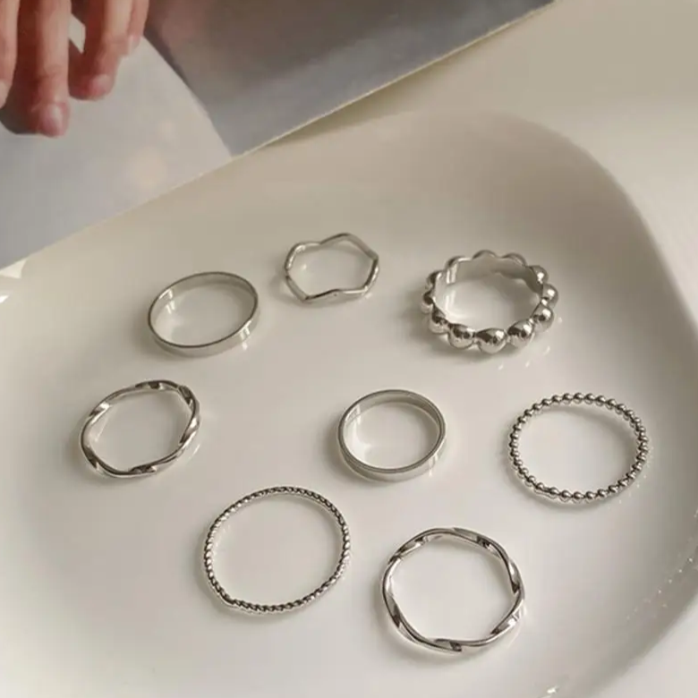 Silver Basic - Ring Set of 8