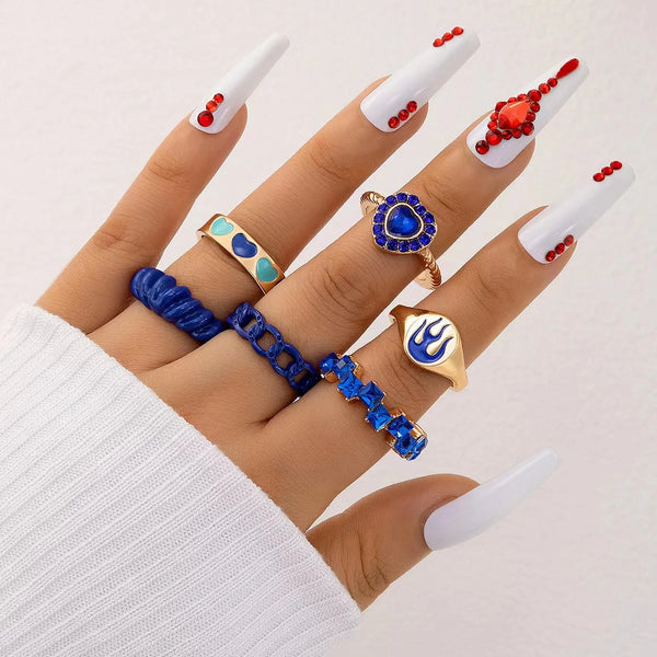 Navy Blinky Enameled - Rings Set