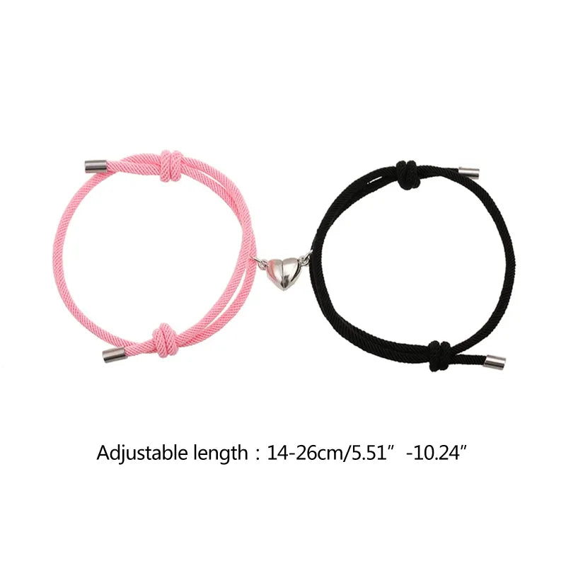 Heart Pink &amp; Black - Bracelet Set Of 2