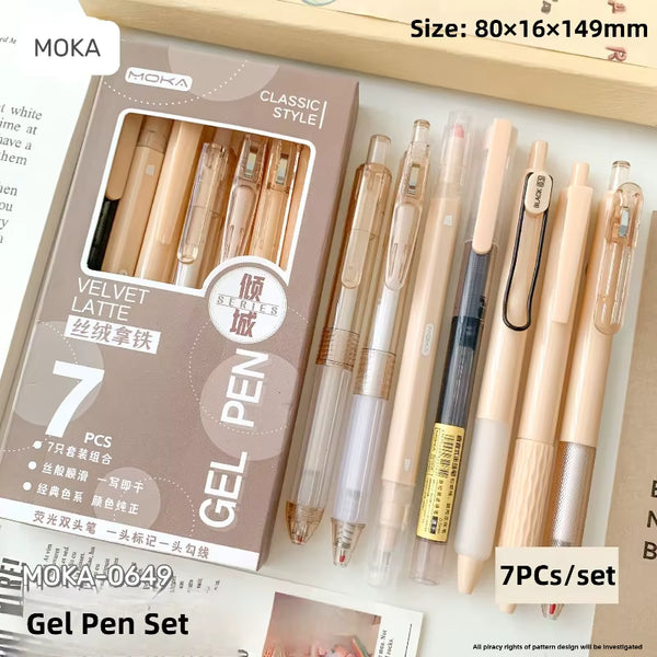 Velvet Latte  - Classic Style Series - Set Of 7 Pens
