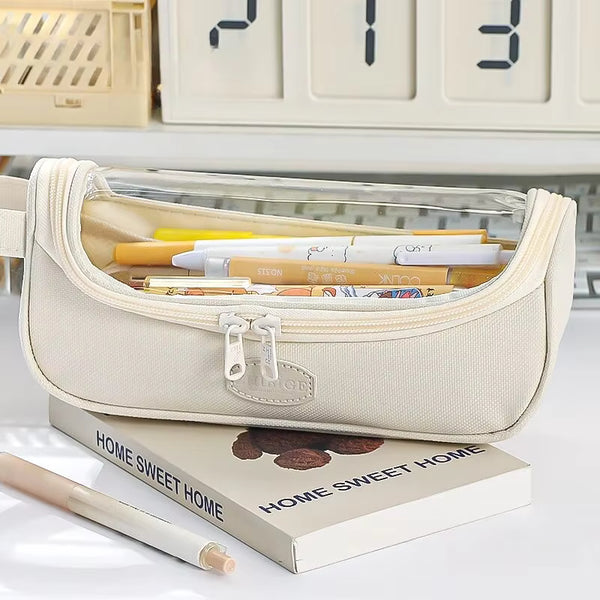 Fancy Transparent Series Beige - Large Capacity  Pouch