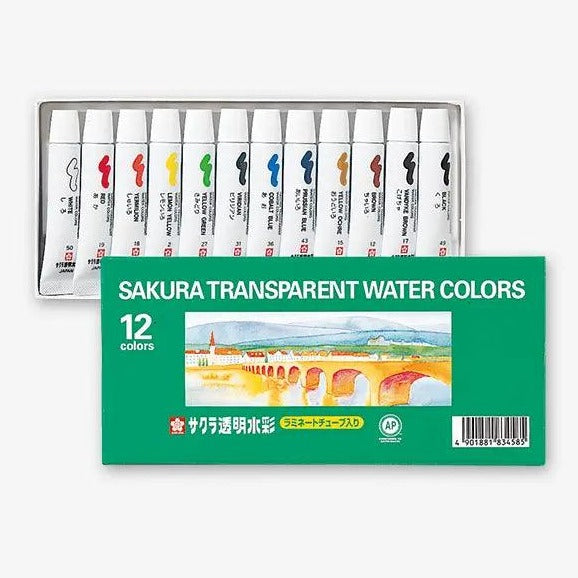 Sakura Transparent Watercolors Tubes Set Of 12