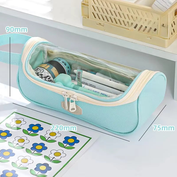 Fancy Transparent Series Blue - Large Capacity  Pouch