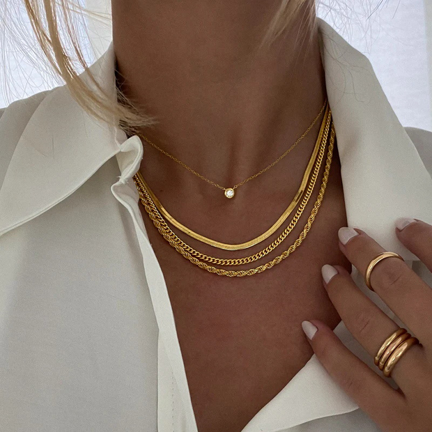 4 Gold Layered - Necklace Set Of 4