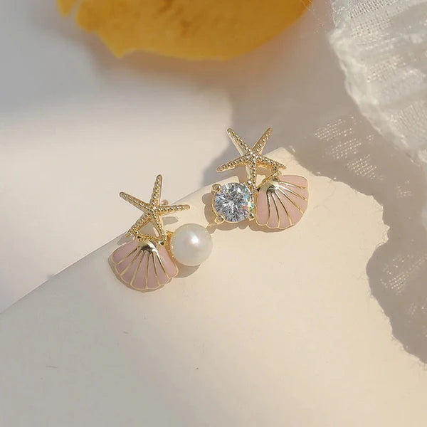 UNI-10314 - Pearl Pink Sea Shell - Earring