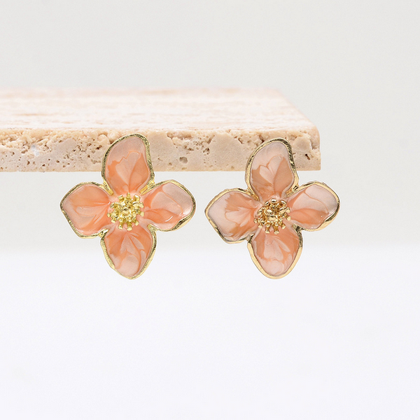 Pink Shiny Flower - Earring