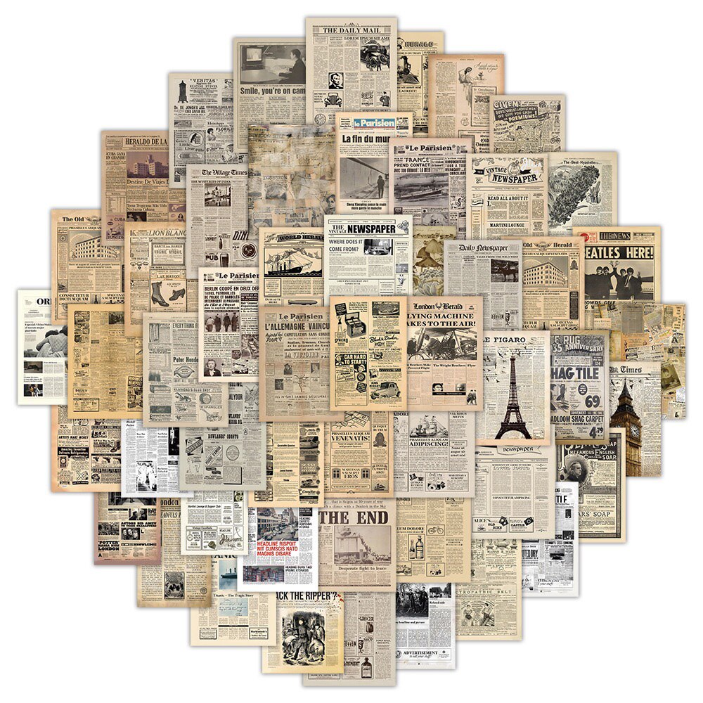 Vintage Newspaper Mix - Stickers