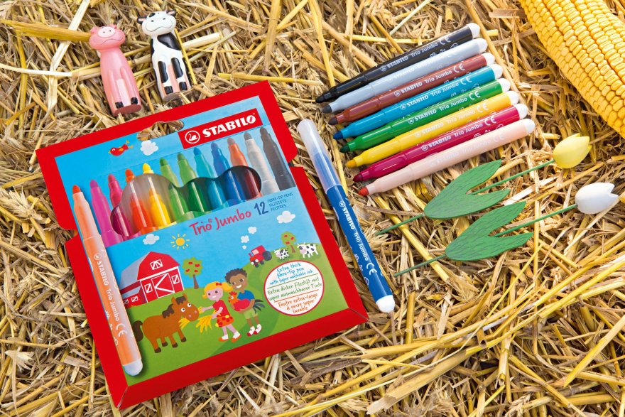 Extra-thick fibre-tip pen STABILO Trio Jumbo Set Of 12