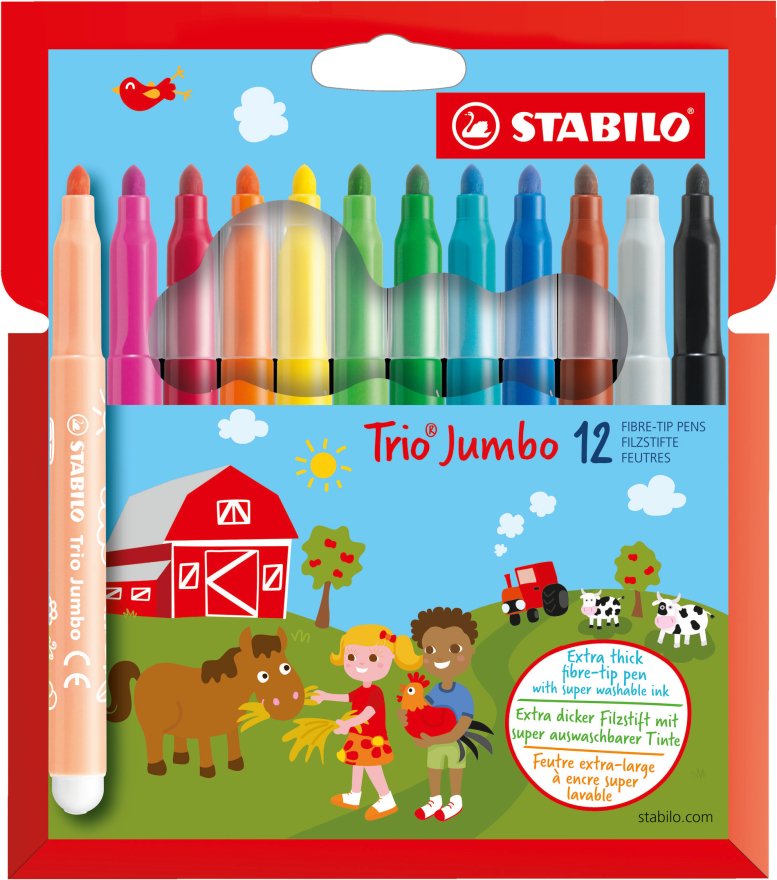 Extra-thick fibre-tip pen STABILO Trio Jumbo Set Of 12