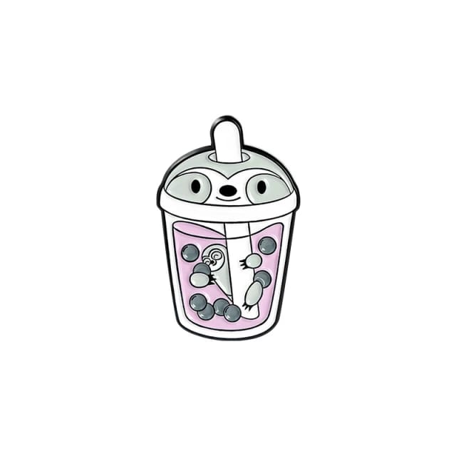 Bubble Tea Animal Sipper  - Enamel Pin