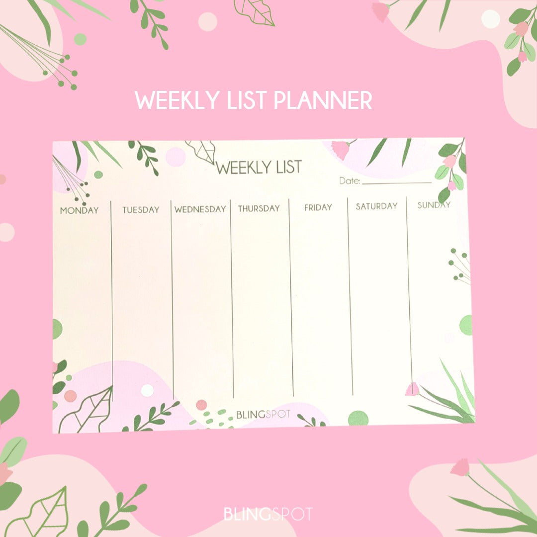 Tropical Leaf Weekly List Planner   - Notepad