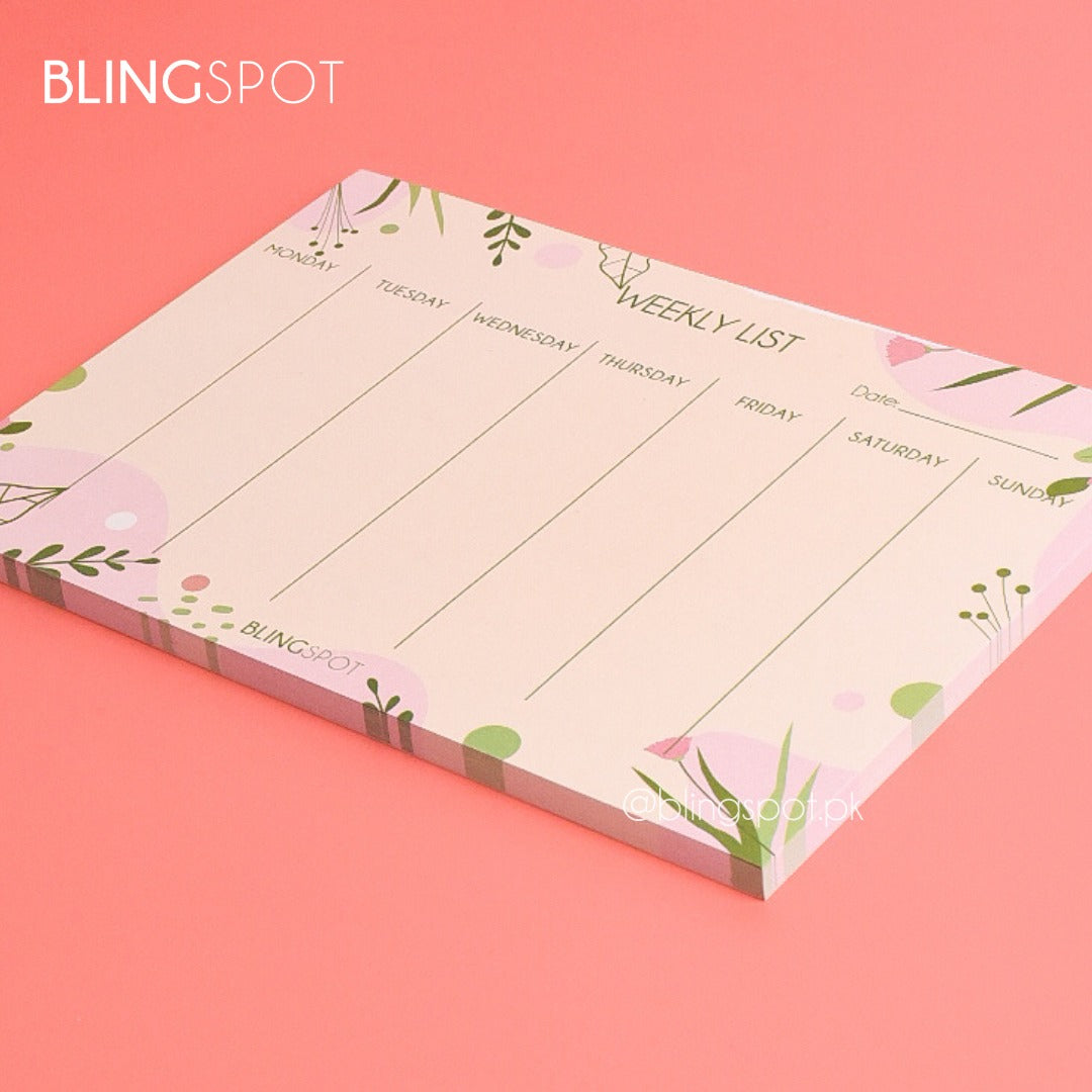 Tropical Leaf Weekly List Planner   - Notepad