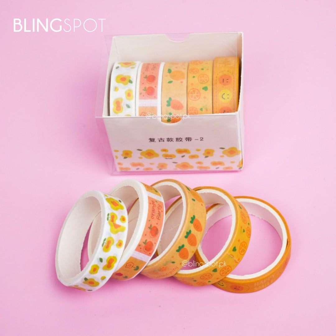 Retro Basic Washi Tape Set Of 5