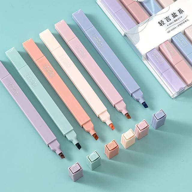 Macaron Basic Colors Highlighters Set Of 6 - Style 1