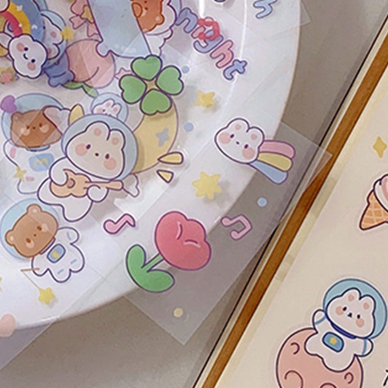 Kawai Cute Animal Bunny & Bear  - Stickers