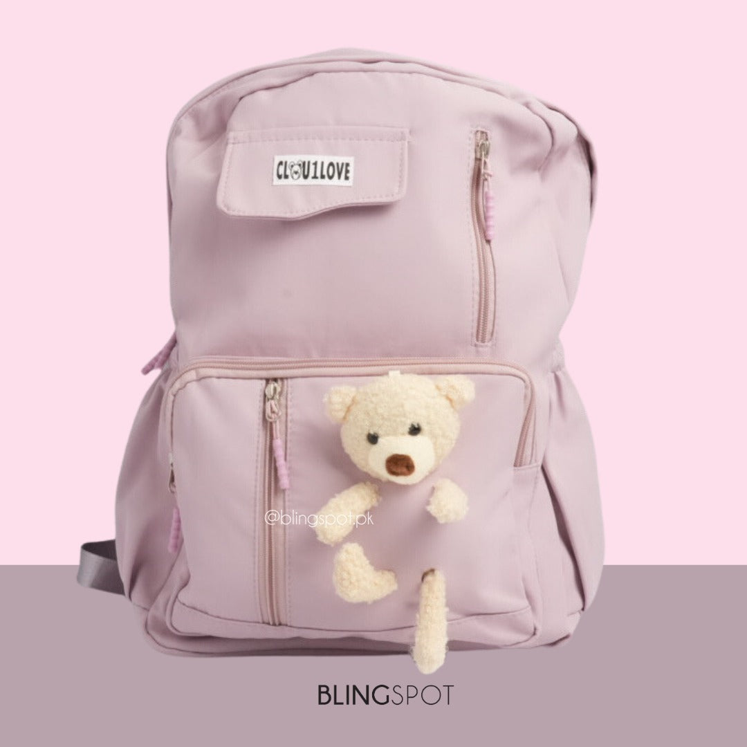 Cute Bear Macaron Pink  - Backpack