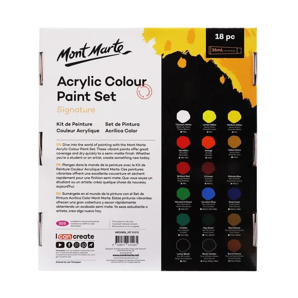 Mont Marte Metallic Acrylic Color Signature Set of 18