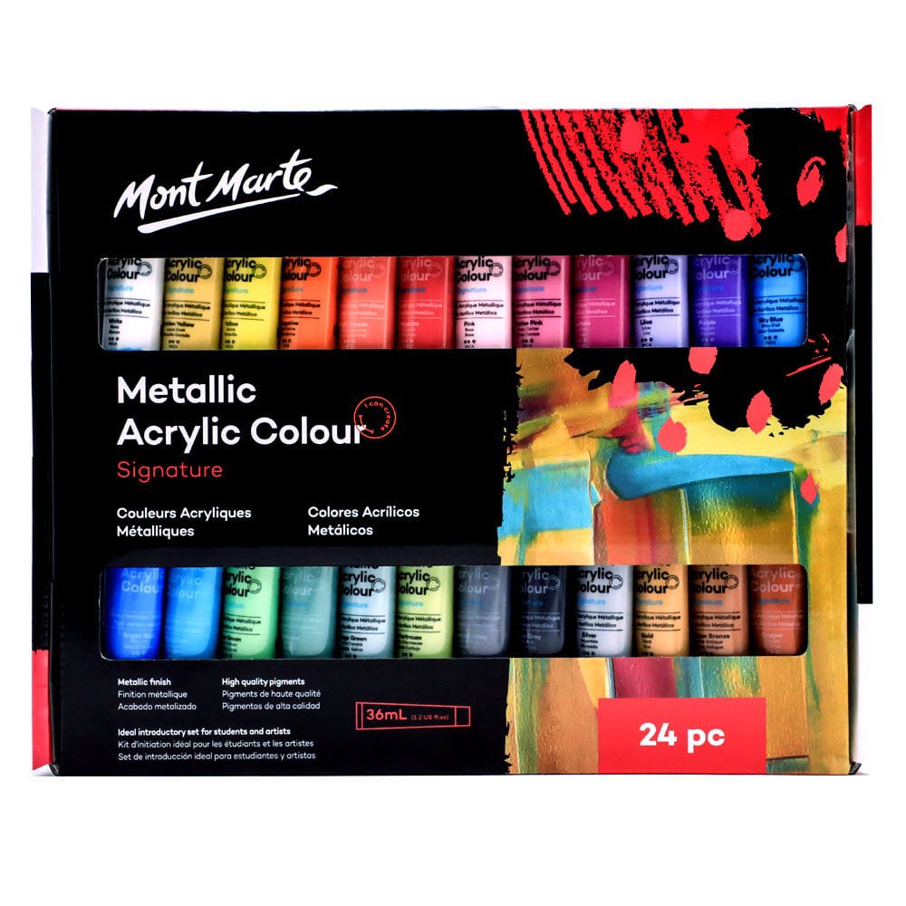 Mont Marte Metallic Acrylic Colour Paint Signature Set Of 24