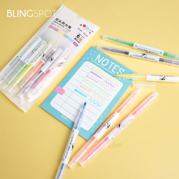 Candy Color Double Headed Highlighter ( 2 in 1 ) Set Of 6 The