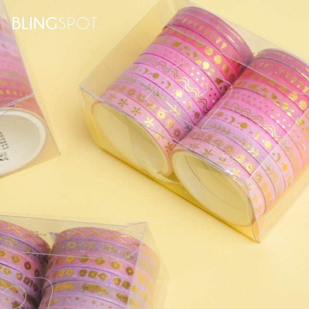 Pink Shades  Gold Foil Washi Tape Set Of 20