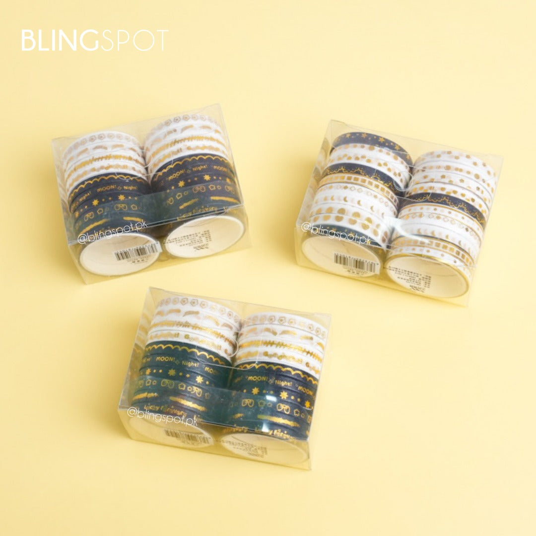 White & Black Gold Foil Washi Tape Set Of 20