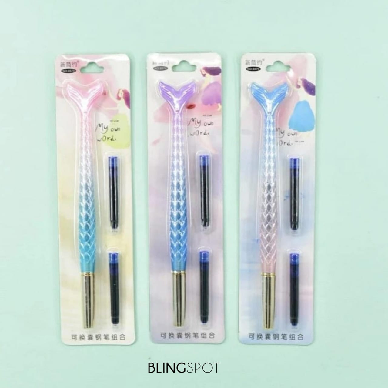 Minimal Matte Mermaid Fountain Ink Pen Set