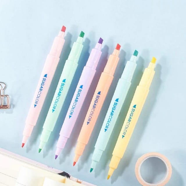 Sugar  Colors Highlighter Set Of 6 Dual ( 2 in 1 )