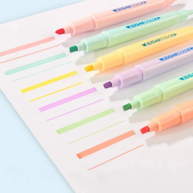 Sugar  Colors Highlighter Set Of 6 Dual ( 2 in 1 )