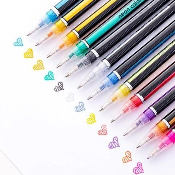 Neon Color Glitter - Pen Set Of 12