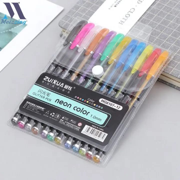 Neon Color Glitter - Pen Set Of 12