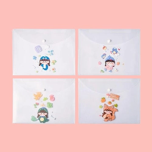 Cartoon Girl Document Folder Large Pouch