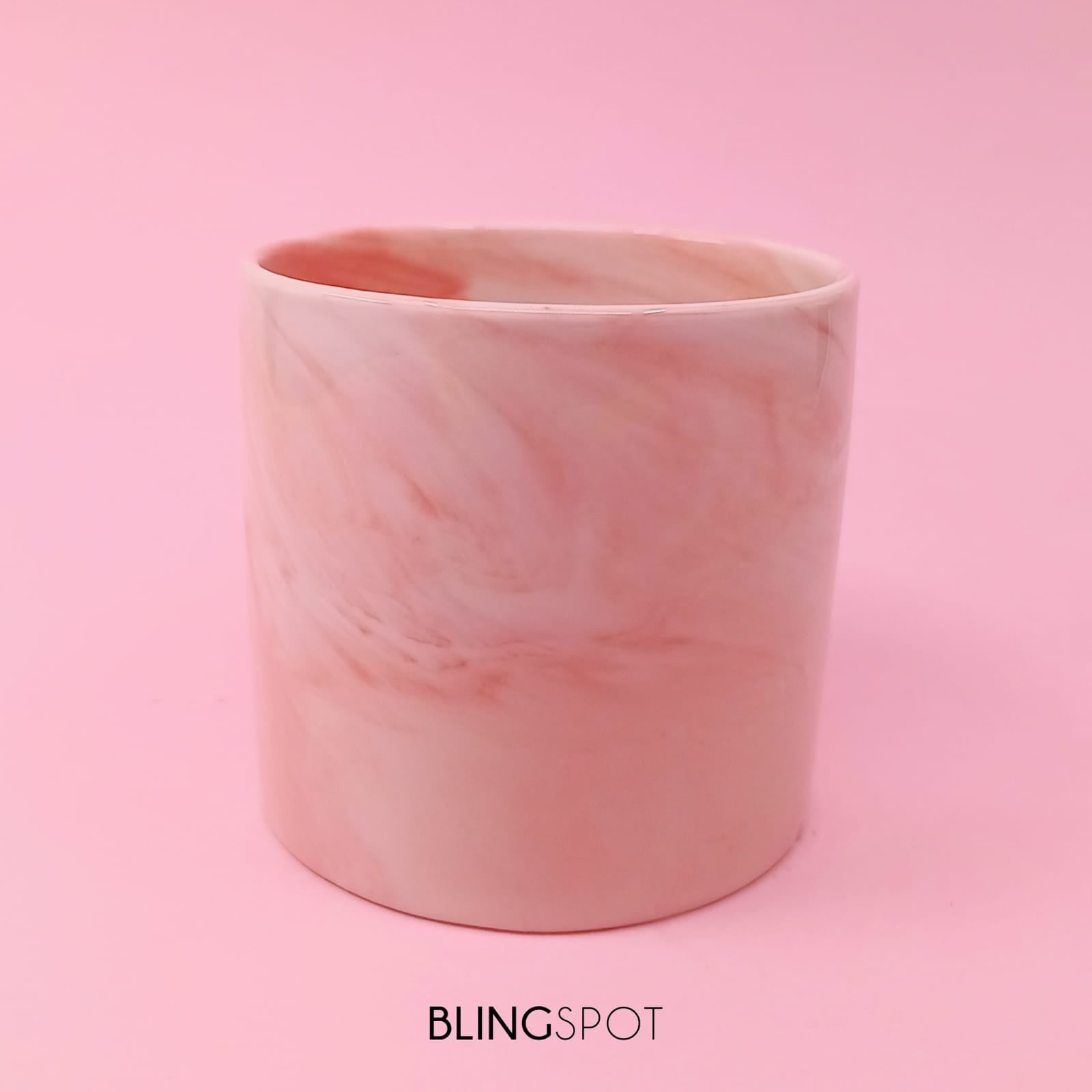 Pastel Color Pink Marbled Ceramic - Planter